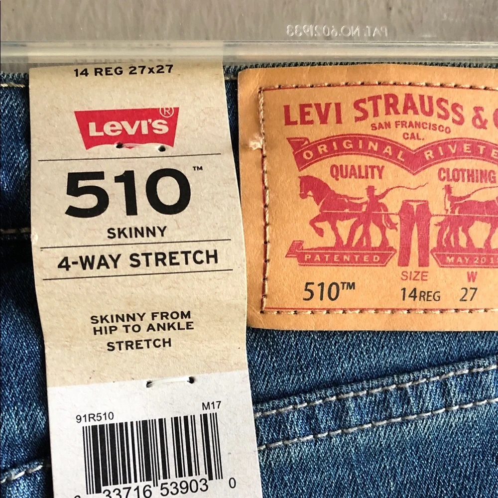 Levi’s Strauss Boys Classic Denim Skinny Jeans